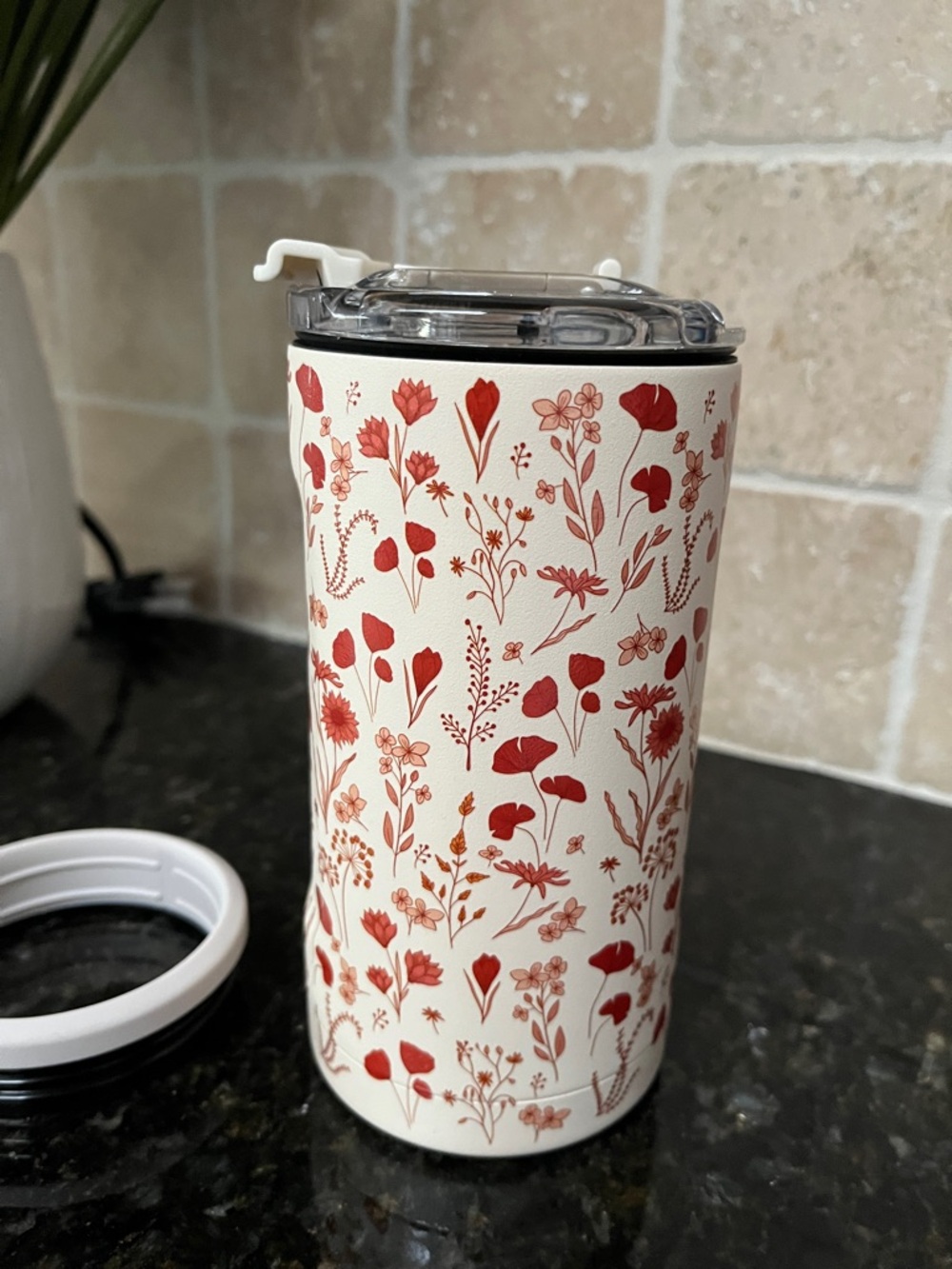 Poppy Cream & Red Floral Insulated Tumbler BruMate *Limited!** 3 in 1 trip - Picture 3 of 7